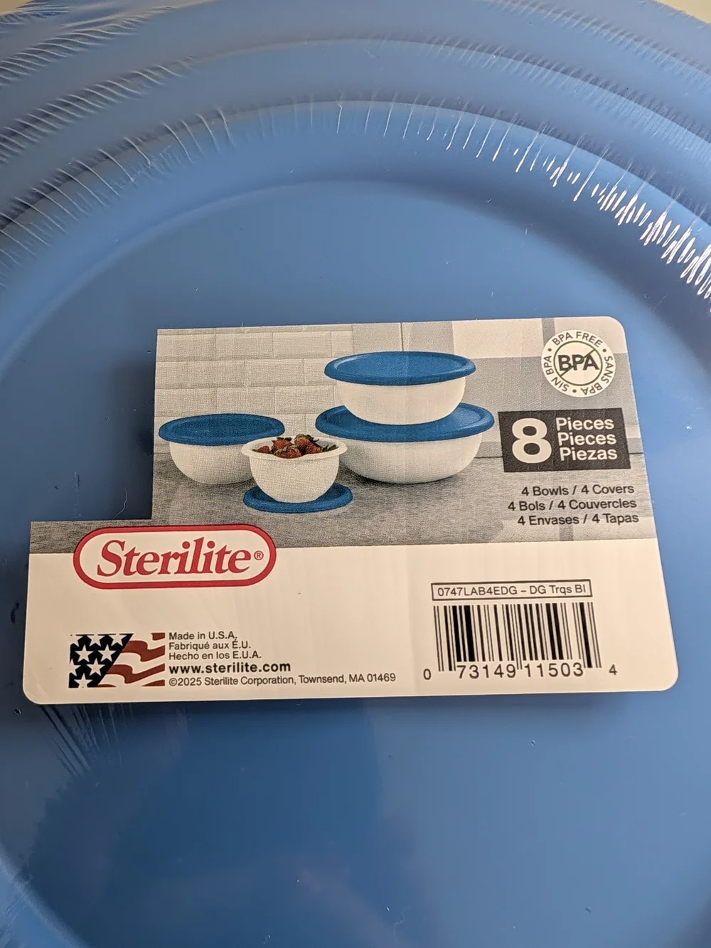 Sterilite 8-Piece Nesting Mixing Bowls in Light Blue B31